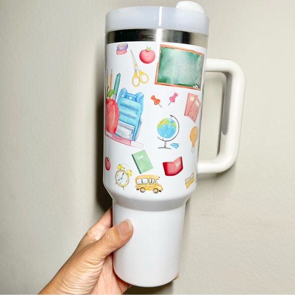 Teacher 40 oz Tumbler/Water bottle/Mug with handle and straw.Birthday gifts for - Picture 2 of 10